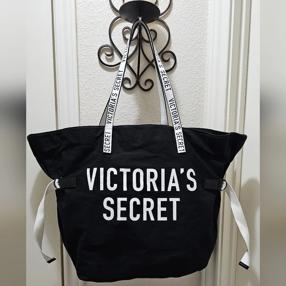Victoria's Secret Black and White Tote EUC - Picture 2 of 16